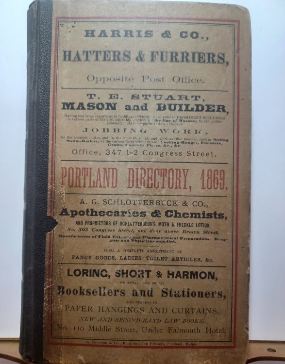 Portland Maine City Directory 1869 with map