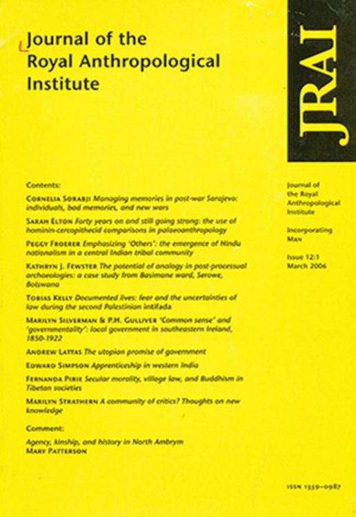 Image for Journal of the Royal Anthropological Institute: Incorporating Man (Issue 12:1, March 2006) Journal of the Royal Anthropological Institute: Incorporating Man (Issue 12:1, March 2006)