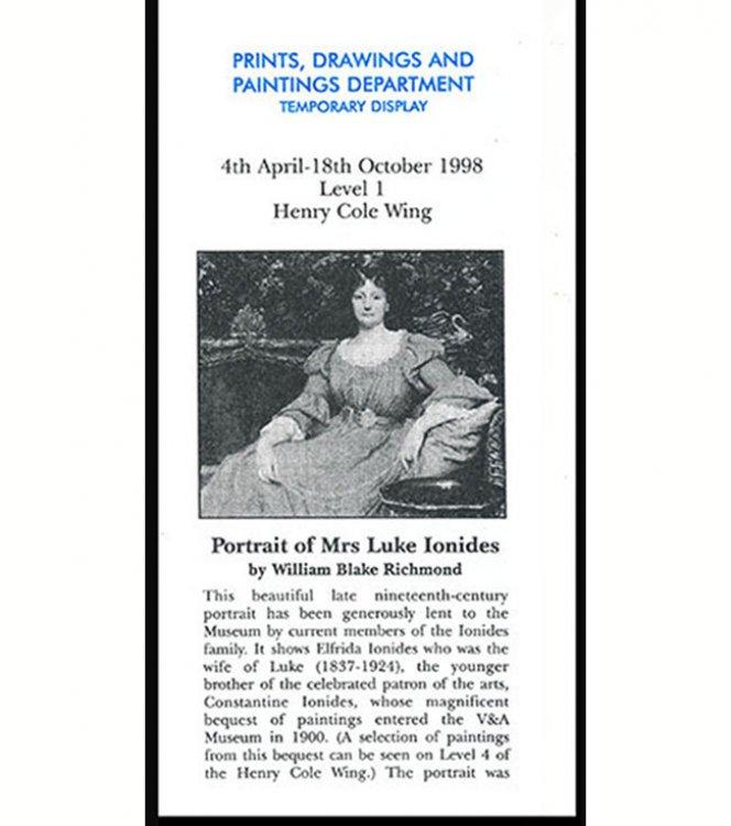 Image for Portrait of Mrs Luke Ionides (Gallery Brochure) Portrait of Mrs Luke Ionides (Gallery Brochure)