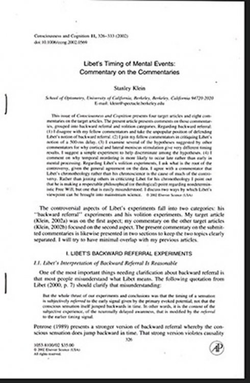 Image for Libet's Timing of Mental Events: Commentary on the Commentaries Libet's Timing of Mental Events: Commentary on the Commentaries