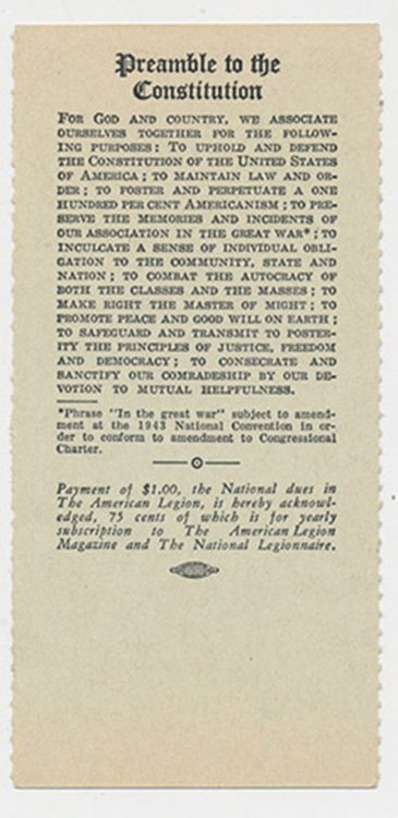 Image for The American Legion: Official Membership Card (Untrimmed, 1944) The American Legion: Official Membership Card (Untrimmed, 1944)