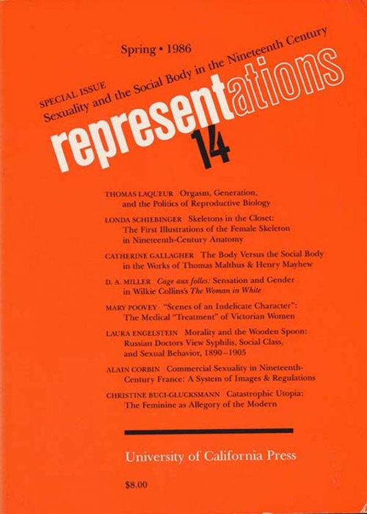 Image for Representations 14: Special Issue on Sexuality and the Social Body in the Nineteenth Century (Spring 1986) Representations 14: Special Issue on Sexuality and the Social Body in the Nineteenth Century (Spring 1986)