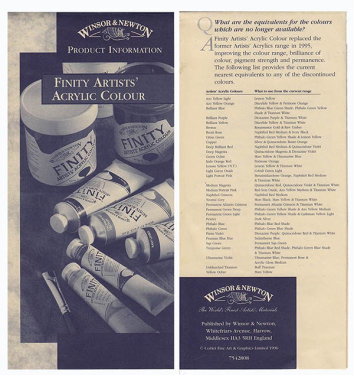 Image for Finity Artists' Acrylic Colour: Fact Sheet Finity Artists' Acrylic Colour: Fact Sheet