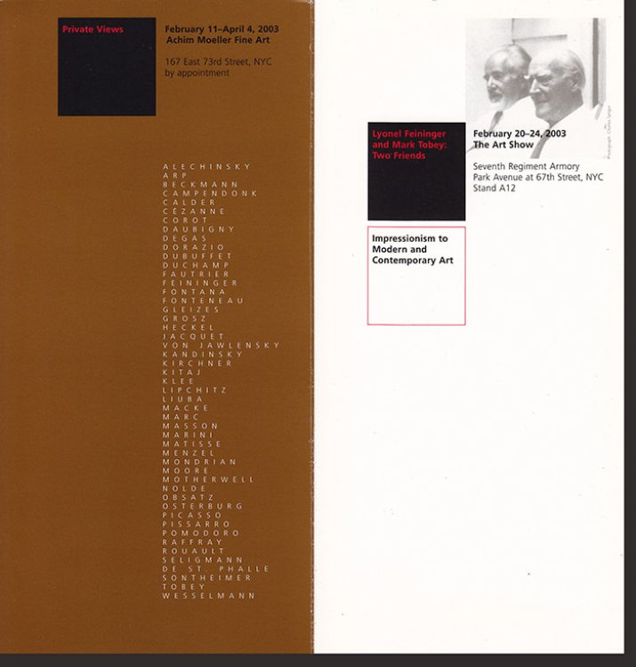 Image for Private Views and Lyonel Feininger and Mark Tobey: Two Friends (Exhibitions Brochure) Private Views and Lyonel Feininger and Mark Tobey: Two Friends (Exhibitions Brochure)