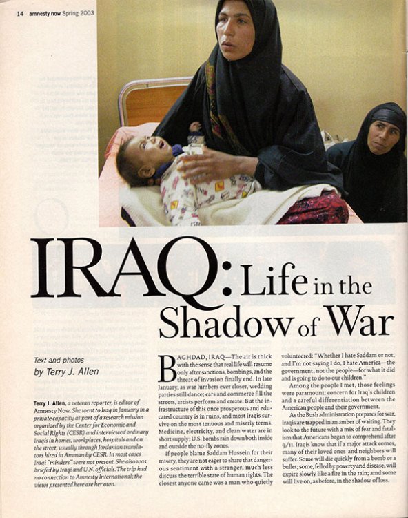 Image for Amnesty International Now: Iraq: Life in the Shadow of War (Spring 2003) Amnesty International Now: Iraq: Life in the Shadow of War (Spring 2003)