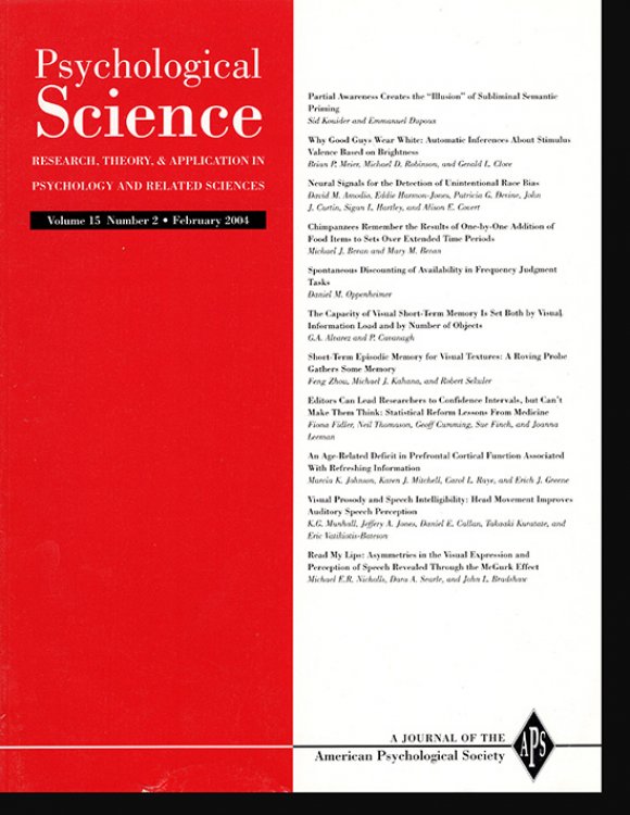 Image for Psychological Science (Vol 15, No. 2, February 2004) Psychological Science (Vol 15, No. 2, February 2004)