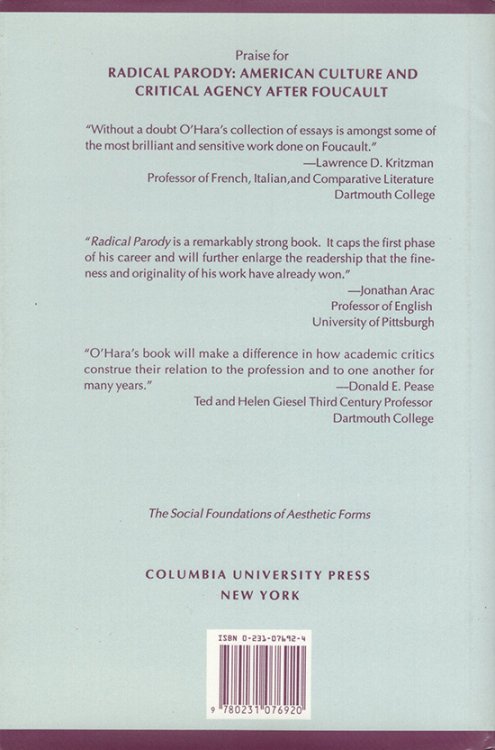 Image for Radical Parody: American Culture and Critical Agency After Foucault Radical Parody: American Culture and Critical Agency After Foucault