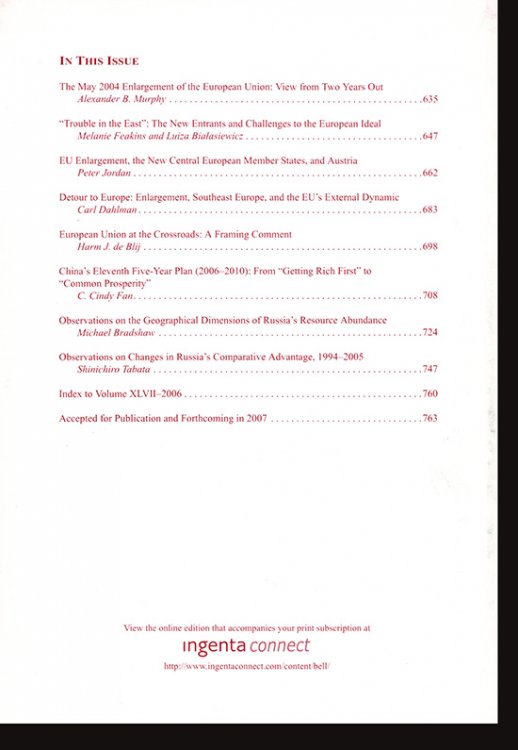 Eurasian Geography and Economics (Volume 47, No. 6, 2006)