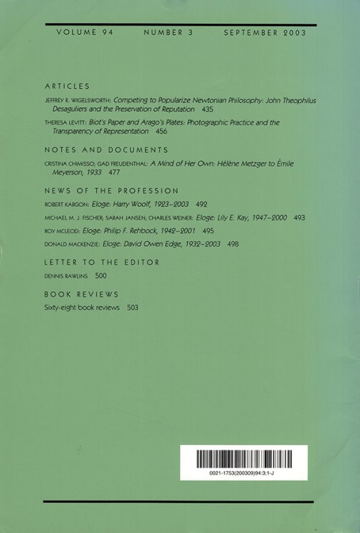 Image for Isis (Vol 94, No 3, September 2003) Isis (Vol 94, No 3, September 2003)