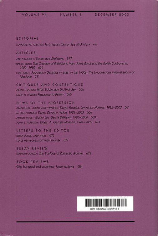 Image for ISIS: Volume 94, No. 4, December 2003 ISIS: Volume 94, No. 4, December 2003