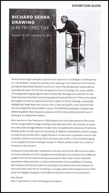 Richard Serra: A Retrospective Exhibition Guide (October 15, 2011January 16, 2012)