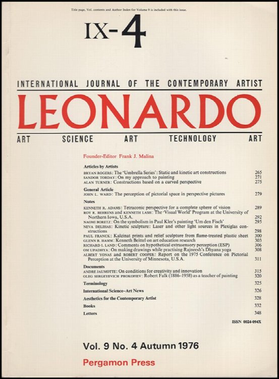Image for Leonardo (Vol 9, No. 4, Autumn 1976) Leonardo (Vol 9, No. 4, Autumn 1976)