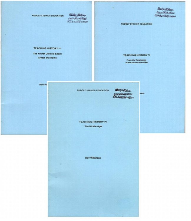 Three Rudolf Steiner Education Teaching History booklets (III, IV, V) (The Greeks, The Romans, The Middle Ages, From the Renaissance to World War II)