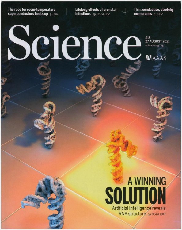 Image for Science Magazine: Artificial Intelligence Reveals RNA Structure (27 August 2021, Vol 373, No. 941) Science Magazine: Artificial Intelligence Reveals RNA Structure (27 August 2021, Vol 373, No. 941)