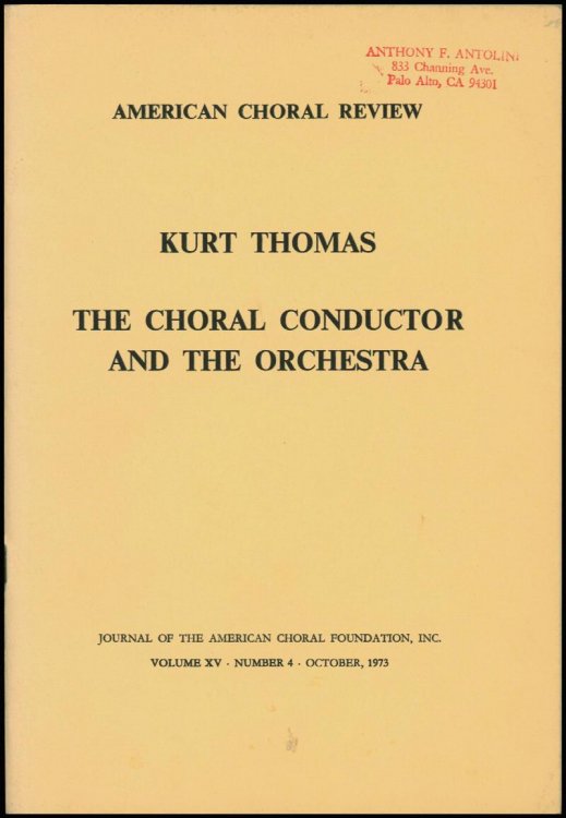 Image for The Choral Conductor and the Orchestra The Choral Conductor and the Orchestra