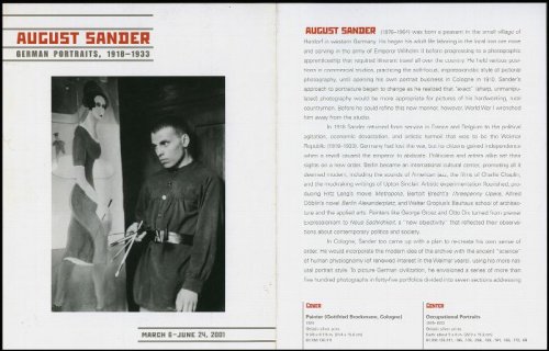 Image for August Sander: German Portraits (March 6-June 24, 2001) August Sander: German Portraits (March 6-June 24, 2001)