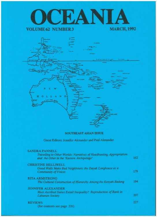 Image for Oceania Journal (March 1992, Volume 62, No. 3) Oceania Journal (March 1992, Volume 62, No. 3)