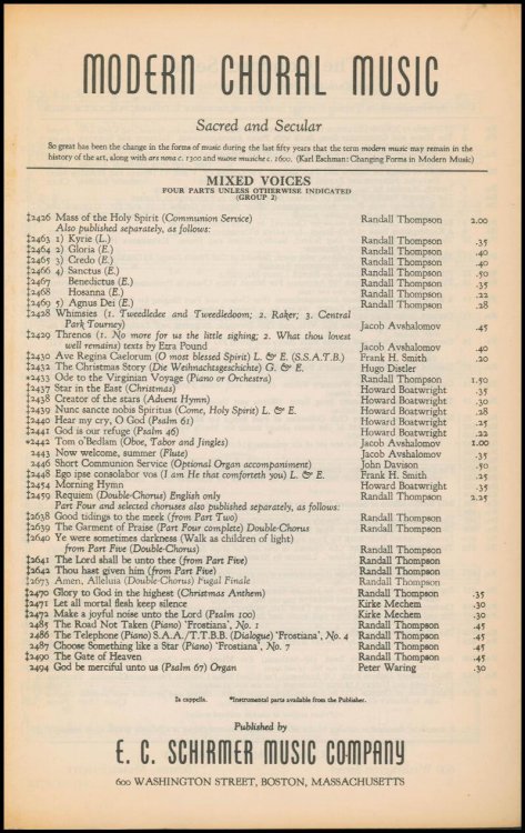 Image for Modern Choral Music: Sacred and Secular (To Iva Dee Hiatt, Elegy) Modern Choral Music: Sacred and Secular (To Iva Dee Hiatt, Elegy)
