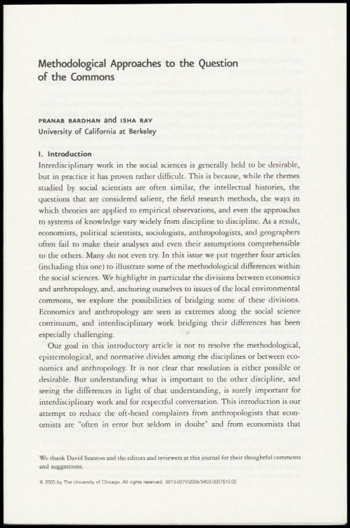 Image for Offprint: Methodological Approaches to the Question of the Commons Offprint: Methodological Approaches to the Question of the Commons