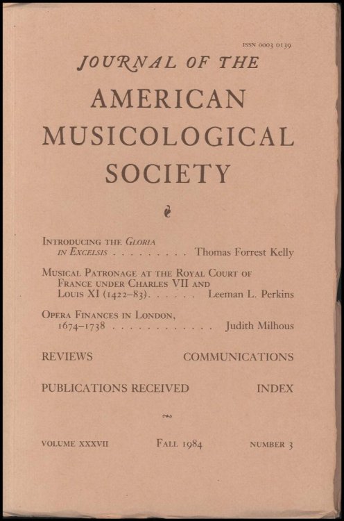 Image for Journal of the American Musicological Society (Volume XXXVII, Number 1, Fall 1984) Journal of the American Musicological Society (Volume XXXVII, Number 1, Fall 1984)