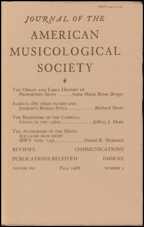 Image for Journal of the American Musicological Society (Volume XLI, Number 3, Fall 1984) Journal of the American Musicological Society (Volume XLI, Number 3, Fall 1984)