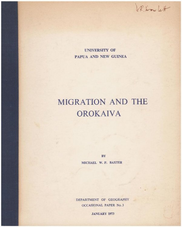 Migration and the Orokaiva (Occasional Paper 3)