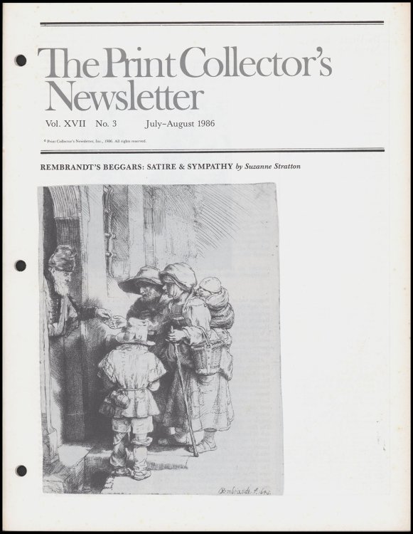 Image for The Print Collector's Newsletter: Rembrandt's Beggars: Satire & Sympathy (Vol. XVII, No. 3, July/August 1986) The Print Collector's Newsletter: Rembrandt's Beggars: Satire & Sympathy (Vol. XVII, No. 3, July/August 1986)