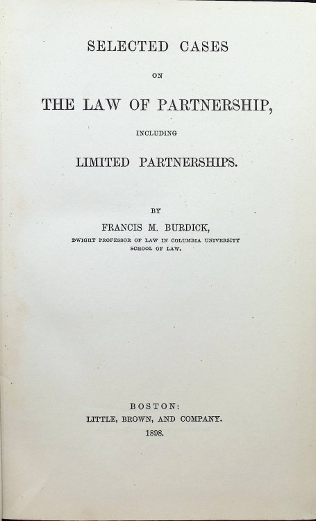 Image for Selected Cases On the Law of Partnership: Including Limited Partnerships Selected Cases On the Law of Partnership: Including Limited Partnerships