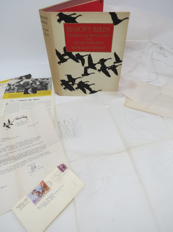 BISHOP'S BIRDS (PLUS ORIGINAL ETCHINGS AND SIGNED PERSONAL LETTER BY AUTHOR) ; Etchings of Water-Fowl and Upland Game Birds