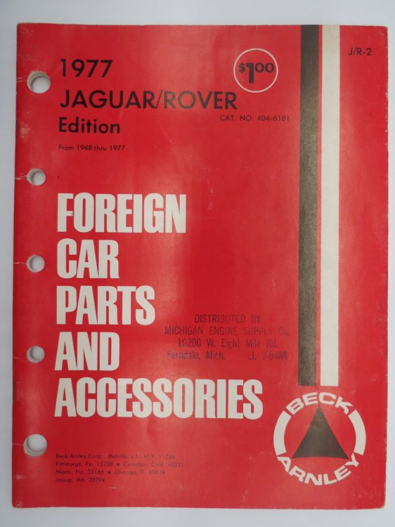 1977 JAGUAR/ROVER EDITION FROM 1948 THRU 1977 FOREIGN CAR PARTS AND ACCESSORIES; Cat. No. 404-6181