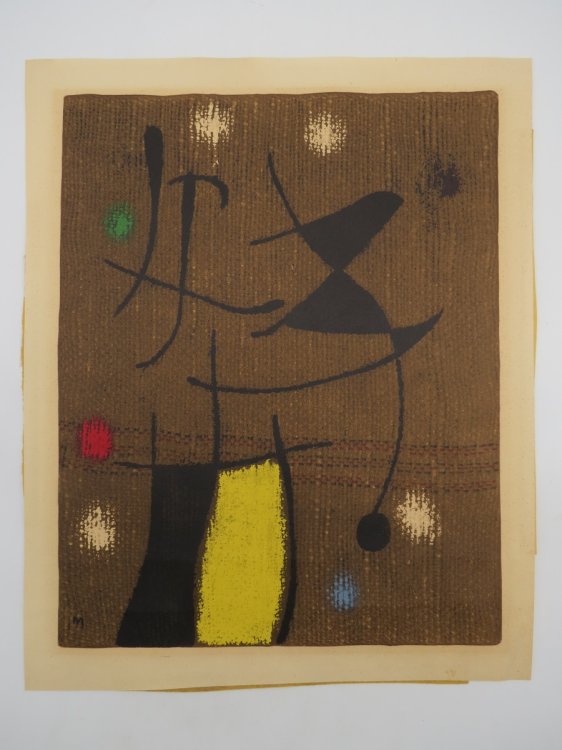 JOAN MIRO, FEMME ET OISEAU X/X VINTAGE LITHOGRAPH PRINT