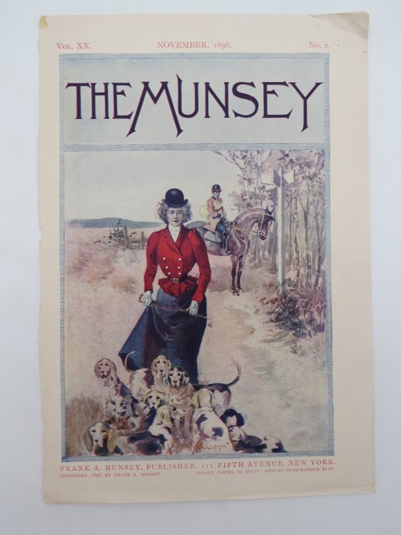 GEORGE HAND WRIGHT MUNSEY MAGAZINE COVER NOVEMBER 1898 HOUND DOGS HUNTING