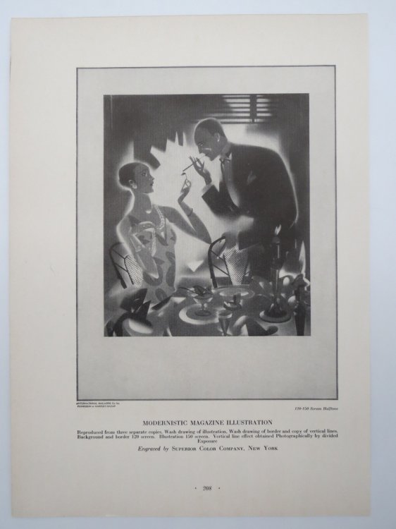 VINTAGE ART DECO MODERNISTIC MAN & WOMAN PRINT