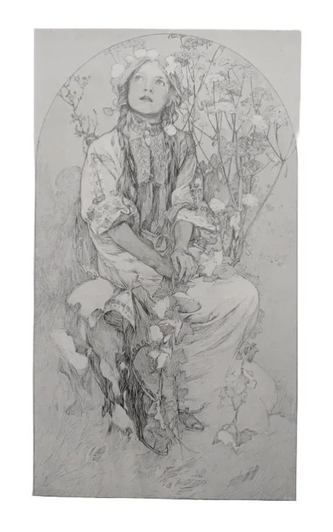 ILLUSTRATION BY ALPHONSE MUCHA FROM INLAND PRINTER C. 1902 ART NOUVEAU