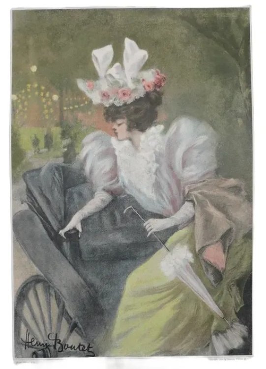 ANTIQUE 1896 HENRI BOUTET PRINT EN RETARD!