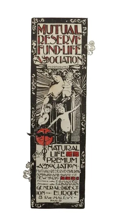ART NOUVEAU 1896 MUTUAL RESERVE FUND LIFE ASSOCIATION PRINT AD BY RICHARD MURRAY