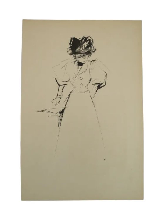 ANTIQUE 1898 PRINT WOMAN STUDY IN INDIA INK BY JEAN LOUIS FORAIN