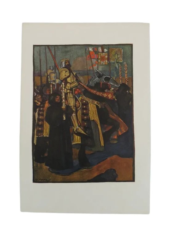 ANTIQUE 1898 PRINT A CRUSADER BY GERALD EDWARD MOIRA