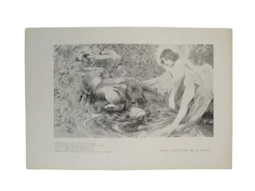 ANTIQUE 1898 PRINT THE KNIGHT, LOVE, AND DEATH BY GERALD EDWARD MOIRA