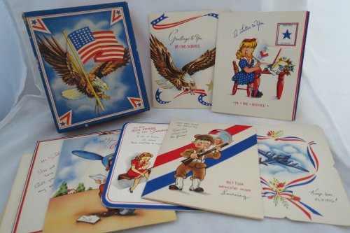 WORLD WAR II (WWII) GREETING CARDS IN ORIGINAL BOX; 7 Greeting Cards Including 'to My Boy Friend in the Service', 'got You Guys all Drilling', Good Luck Keep 'em Flying', 'greetings to You in the Service', 'a Letter to You in the Service', 'to You in the Airforce', 'hi Solider!