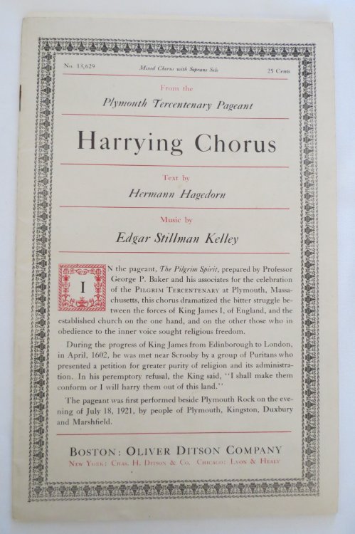 Image for HARRYING CHORUS, FROM THE PLYMOUTH TERCENTENARY PAGEANT Mixed Chorus with Soprano Solo HARRYING CHORUS, FROM THE PLYMOUTH TERCENTENARY PAGEANT Mixed Chorus with Soprano Solo