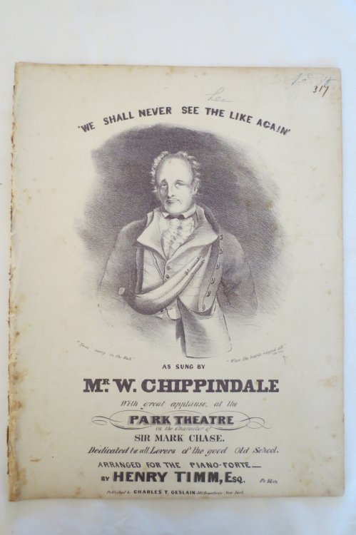 WE SHALL NEVER SEE THE LIKE AGAIN (SHEET MUSIC) ; (Soldier with Powder Horn Illustration)