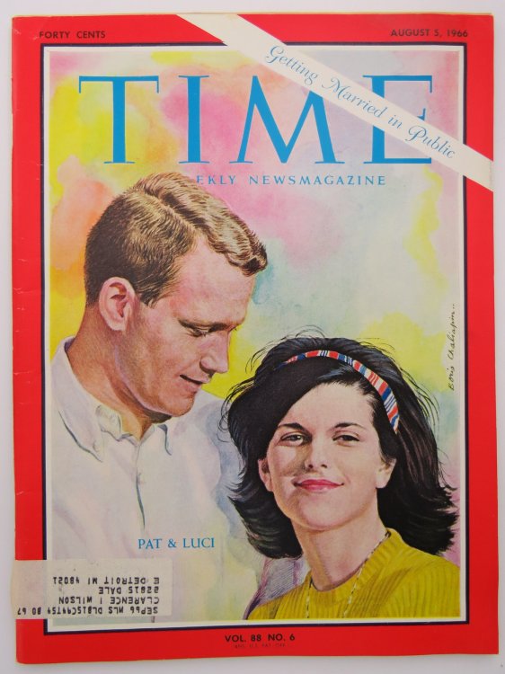 TIME MAGAZINE AUGUST 5, 1966 (GETTING MARRIED IN PUBLIC LUCI BAINES JOHNSON)