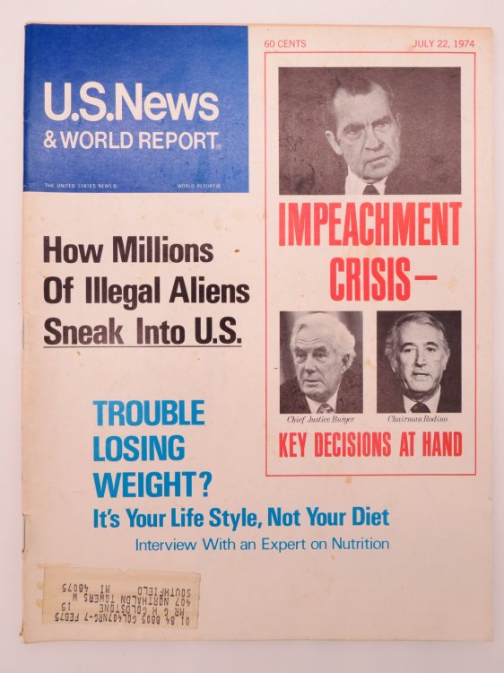 U.S. NEWS & WORLD REPORT MAGAZINE, JULY 22, 1974 (NIXON IMPEACHMENT CRISIS)