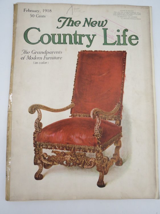THE NEW COUNTRY LIFE MAGAZINE, FEBRUARY 1918 (THE GRANDPARENTS OF MODERN FURNITURE)