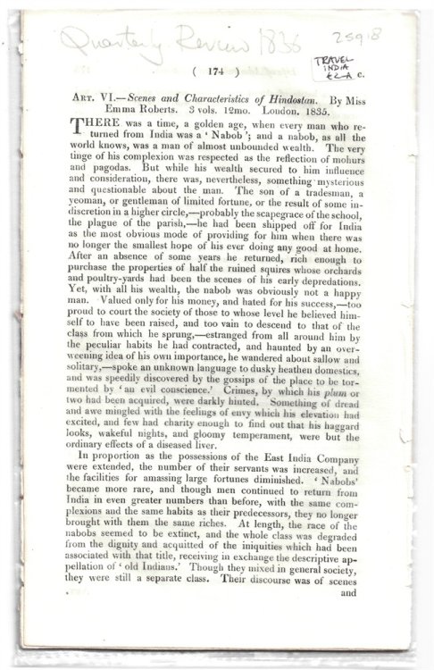 Art. VI. - Scenes and Characteristics of Hindostan. by Miss Emma Roberts. 3 Vols. 12mo. London. 1835. - Disbound from the Quarterly Review 1836