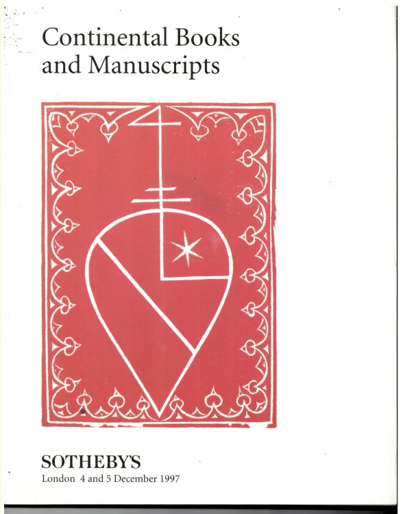 Continental Books and Manuscripts. London 4 and 5 December 1997