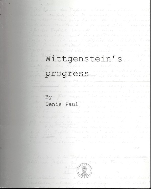 Image for Wittgenstein's Progress 1929-1951 Wittgenstein's Progress 1929-1951