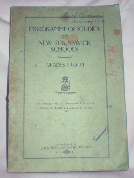 Programme of Studies for New Brunswick Schools, Grades I to VI