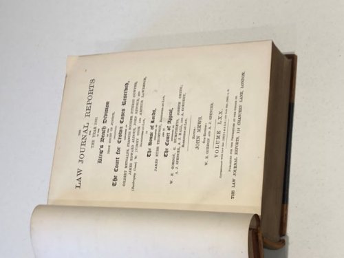 The Law Journal Reports for The Year 1901 in the King's Bench Division